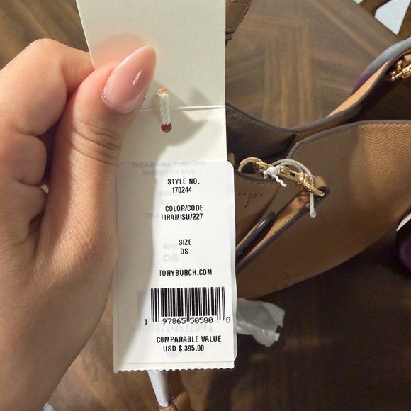 Tory Burch Brown Leather Shoulder Bag with Purple Scarf - Picture 5 of 8